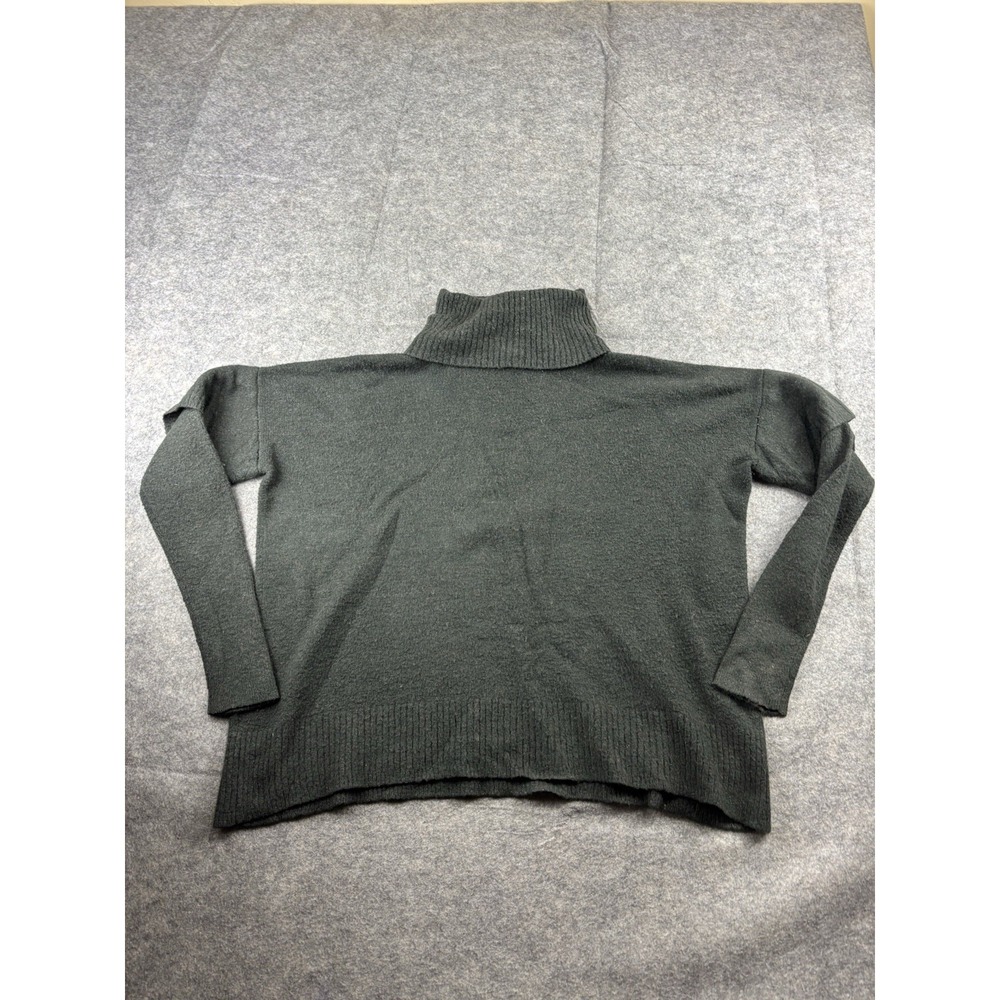 Lilla‎ P Anthropologie Women's M Green Cozy Ruffle Sleeve Sweater Turtleneck
